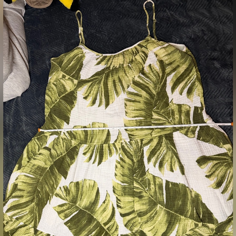 H&M Tropical Leaf Print Midi Dress 🌿 Green & White Size M - Picture 11 of 16